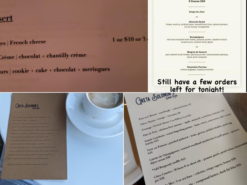 Greta Solomon's Menu