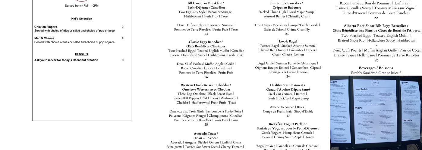 Spin Kitchen & Bar Menu