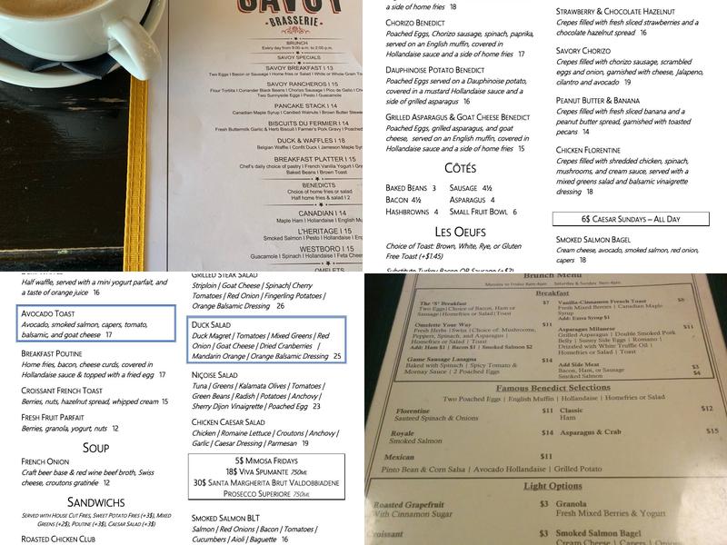 The Savoy Brasserie Menu