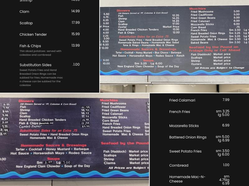 Off the Hook Fish Fry Menu