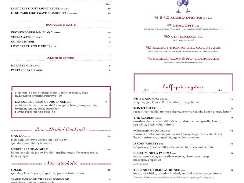 Biff's Bistro Menu