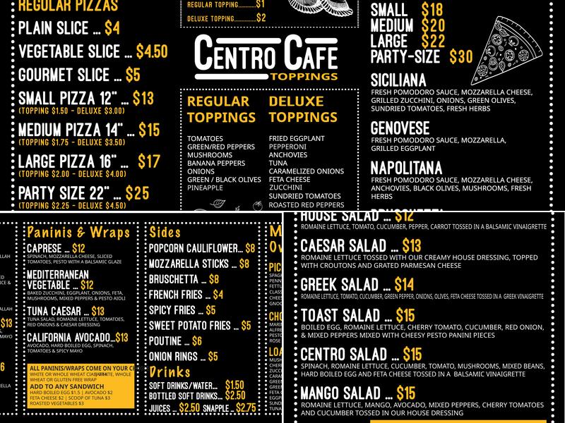 Centro Cafe Menu