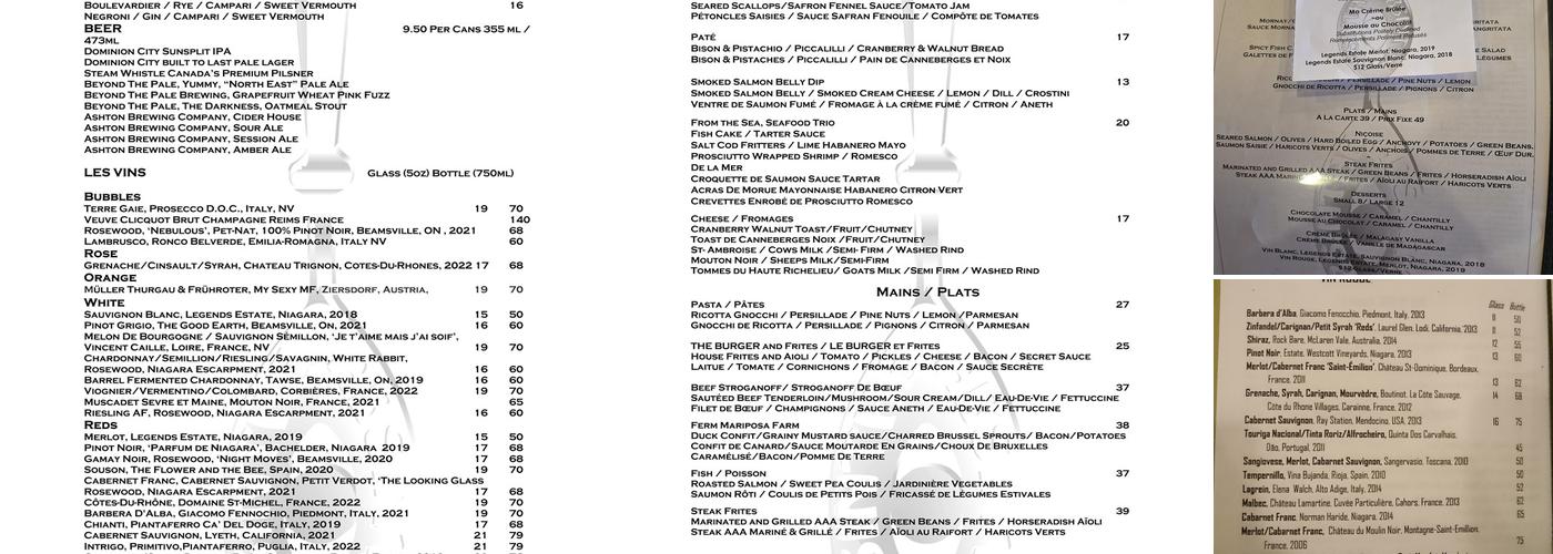 Absinthe Menu