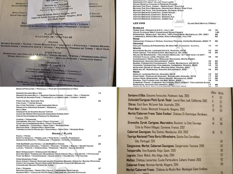 Absinthe Menu