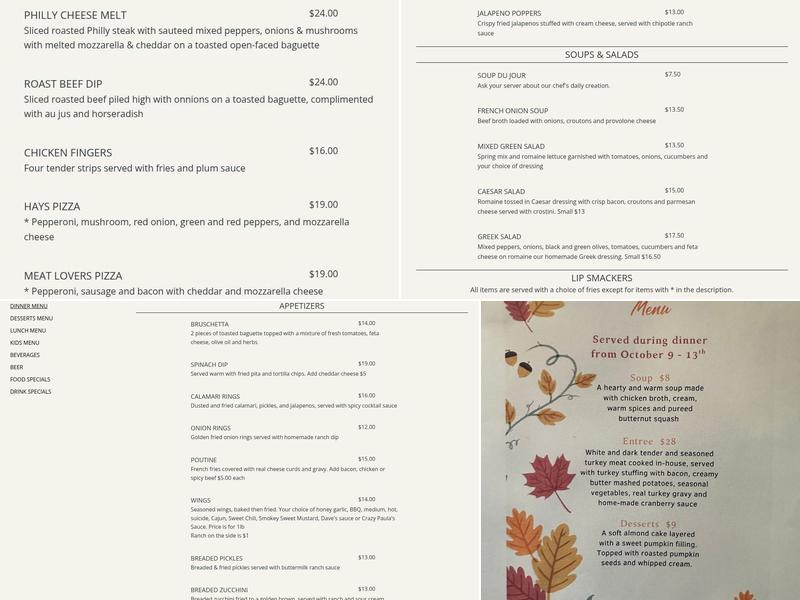 Summerhays Grill Menu