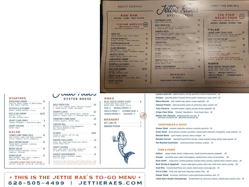 Jettie Rae's Oyster House Menu