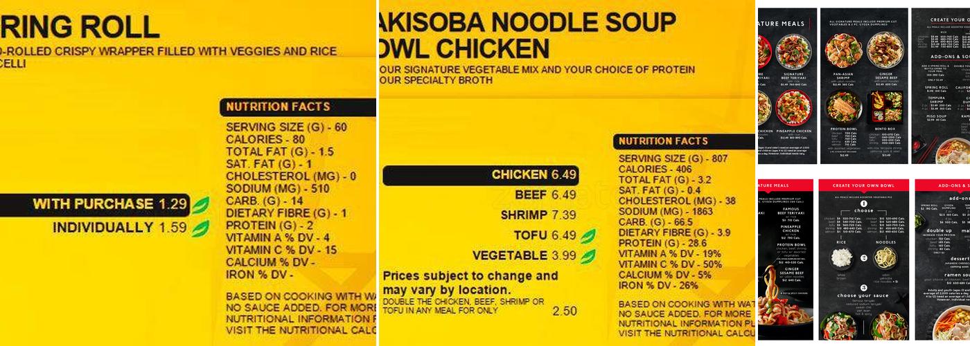 Teriyaki Experience Menu