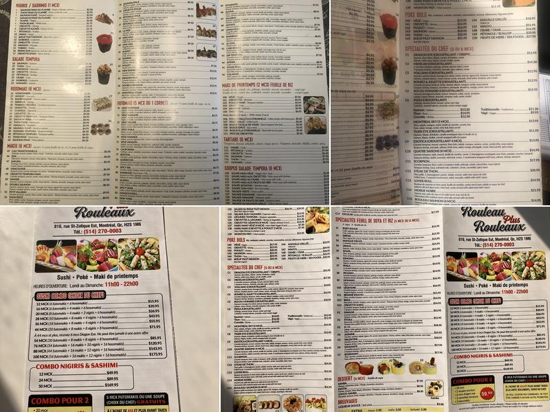 Rouleau Plus Rouleaux Menu