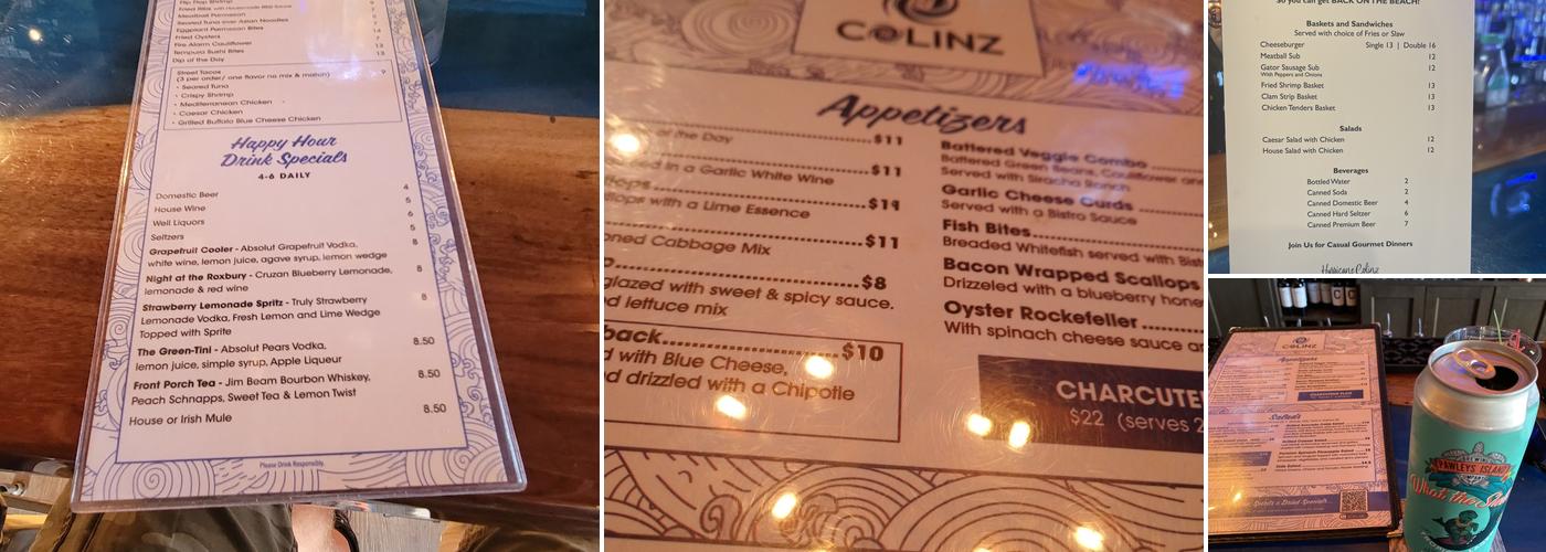 Hurricane Colinz Menu
