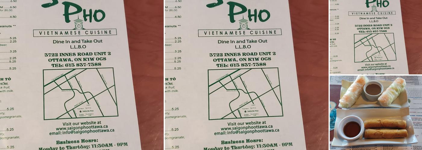 Saigon Pho Menu