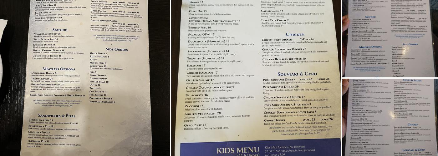 Sotiris Greek Restaurant Menu