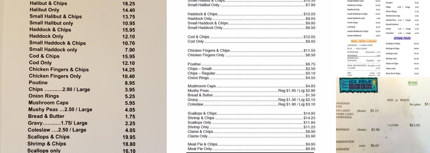 Clarkson Fish & Chips Menu