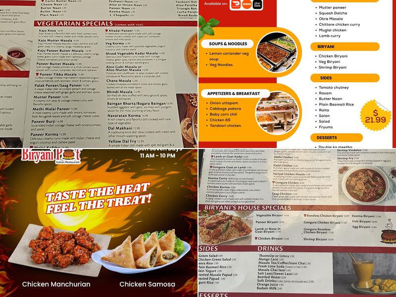 Biryani Pot Menu