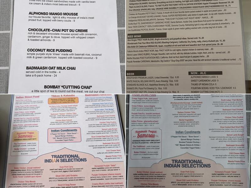 BADMAASH FAIRFAX Menu