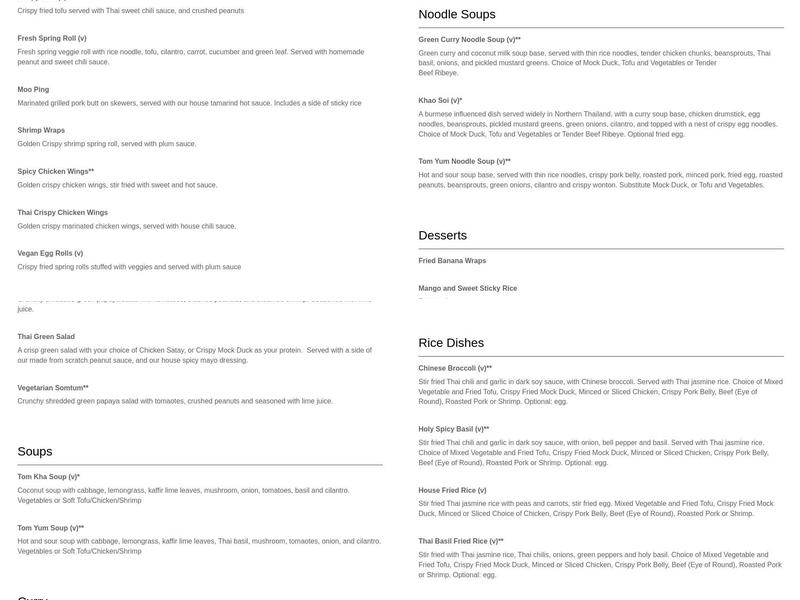 Soi OB-Thai Street Food Menu