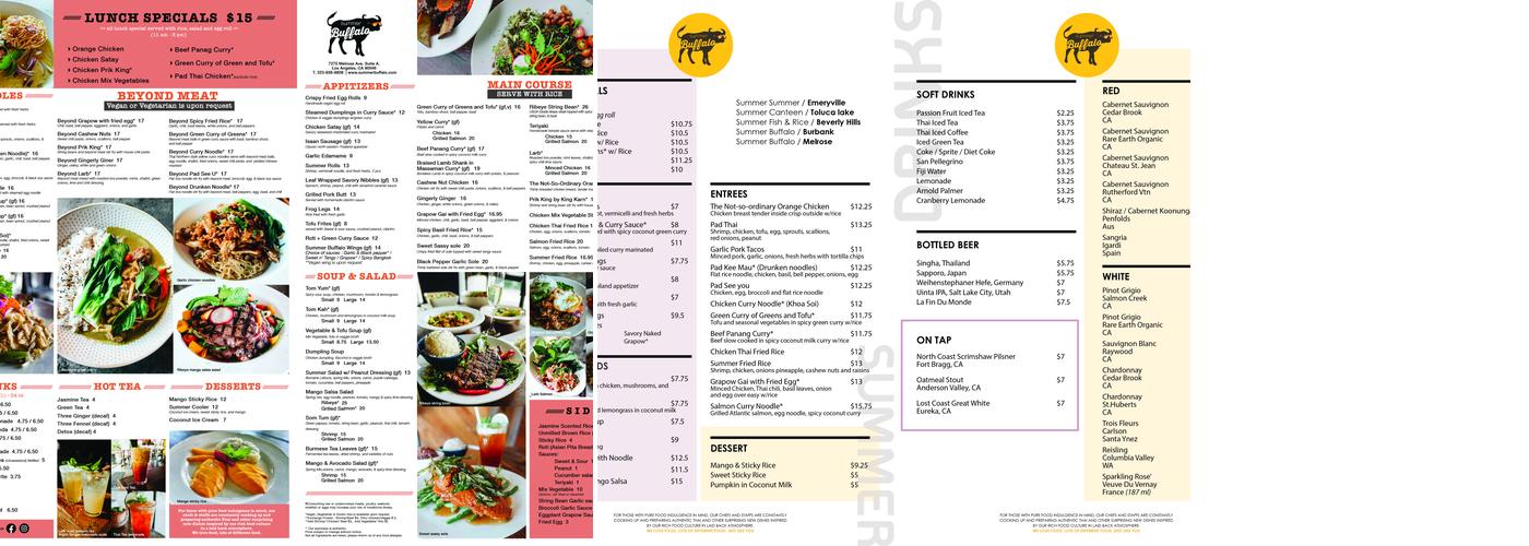 Summer Buffalo Menu