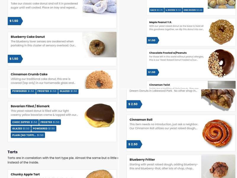 Dixie Dream Donuts (Dixie Cream Donuts) Menu