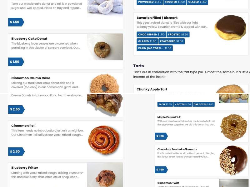 Dixie Dream Donuts (Dixie Cream Donuts) Menu