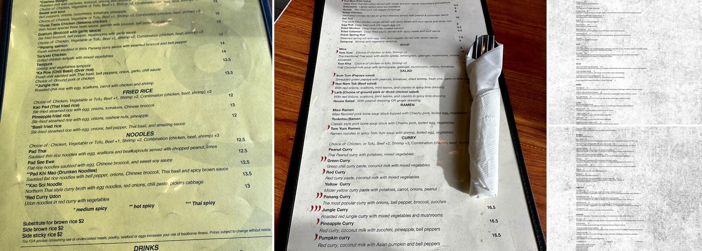 Charm Thai Eatery Menu