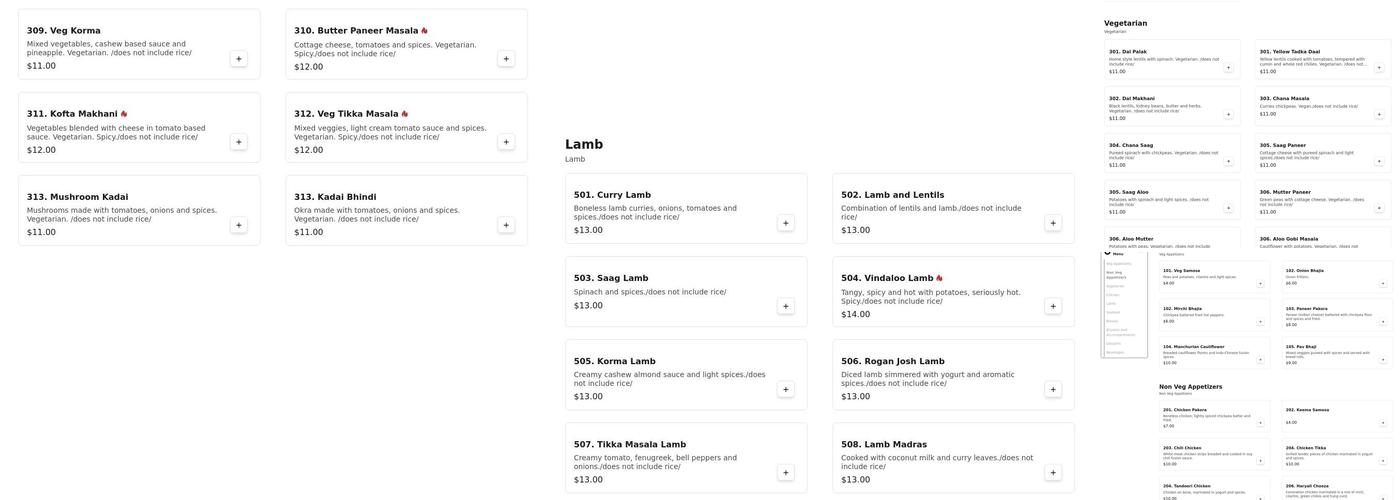 Curry On Fire indian Cuisine Menu