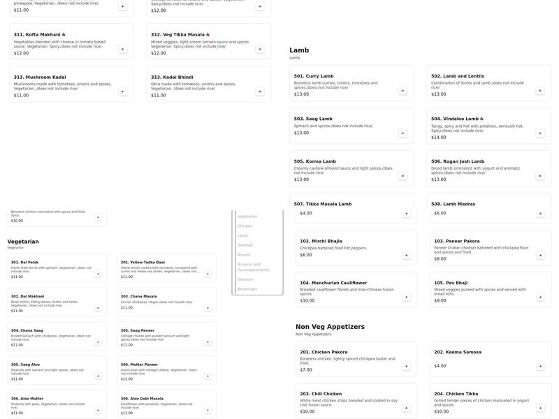 Curry On Fire indian Cuisine Menu