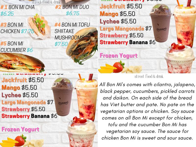 Bon Mi Street Menu