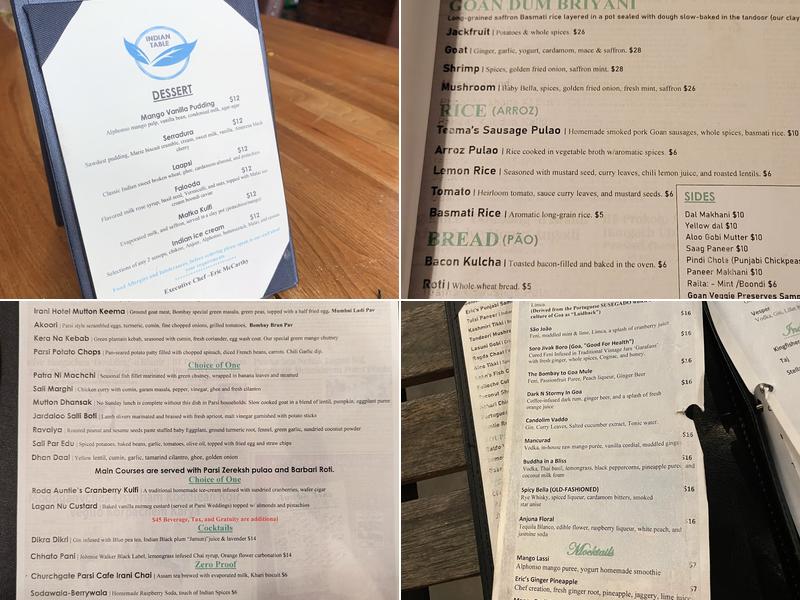 Indian Table Menu