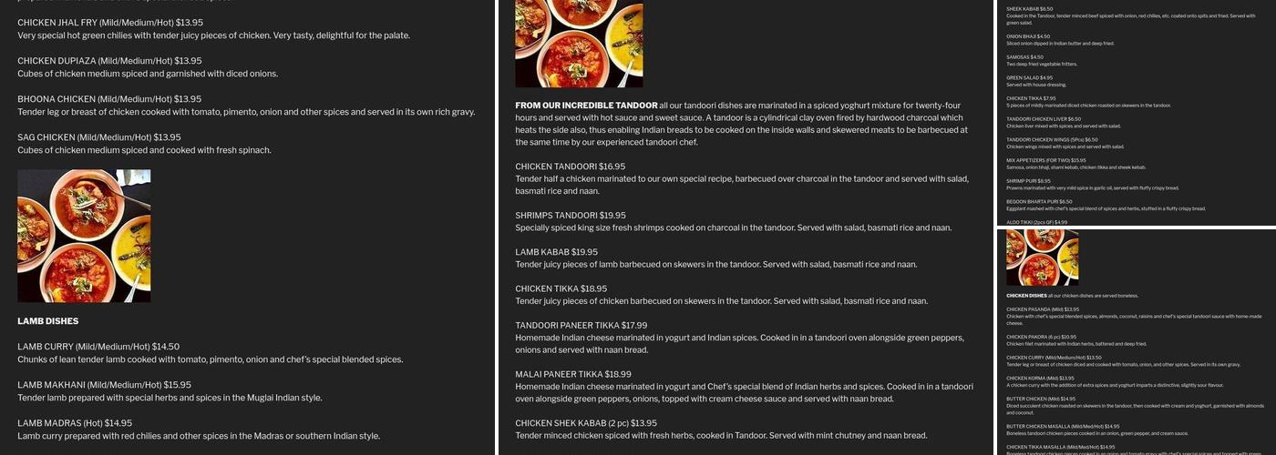 Touch Of India Restaurant Menu