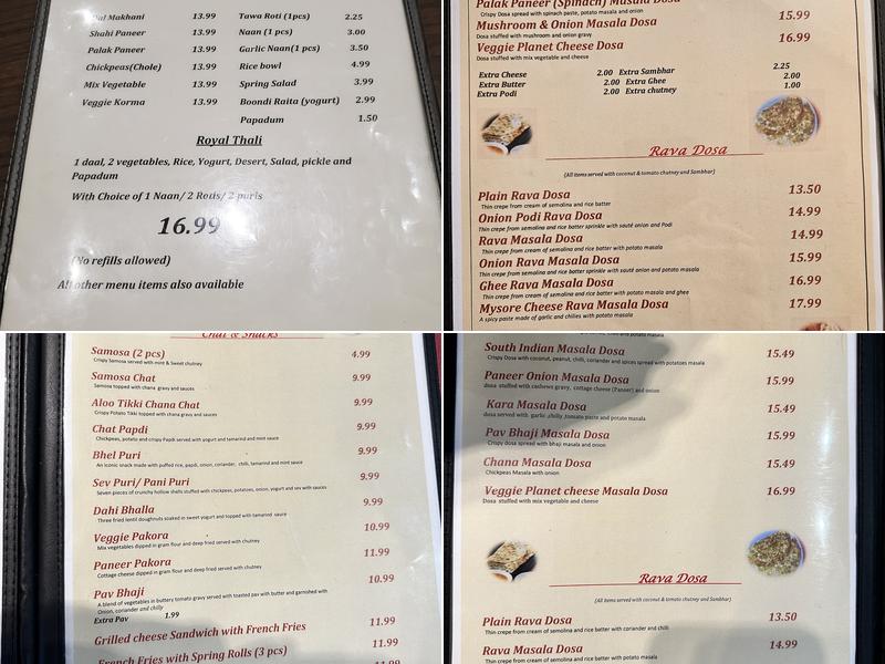 Royal Dosa Hut 💯% Pure Vegetarian Indian Restaurant.swami Narayan.Jain.Vegan.Gluten free.Radha Swami. Menu