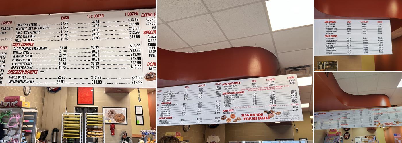 Ava's Donuts Menu