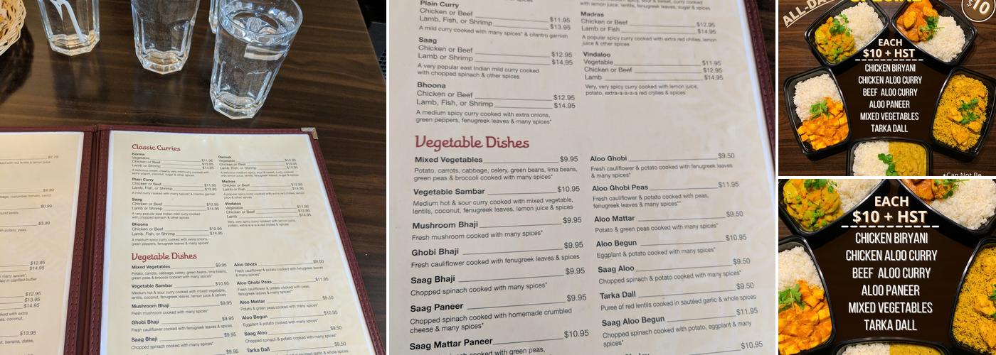 Taj Curry House Menu