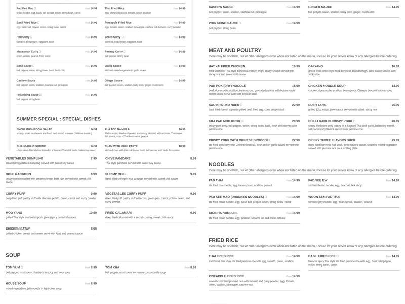 Chachawan Menu