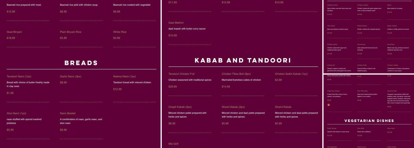 Makkah Restaurant Menu