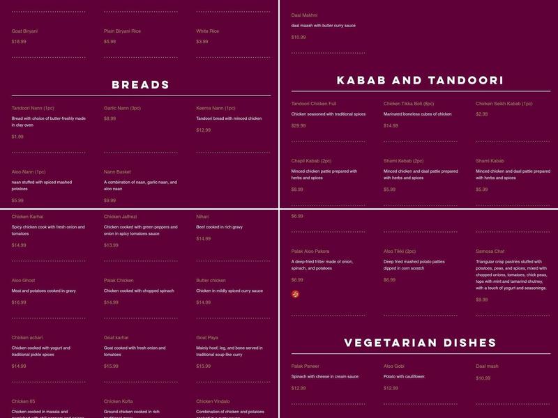 Makkah Restaurant Menu