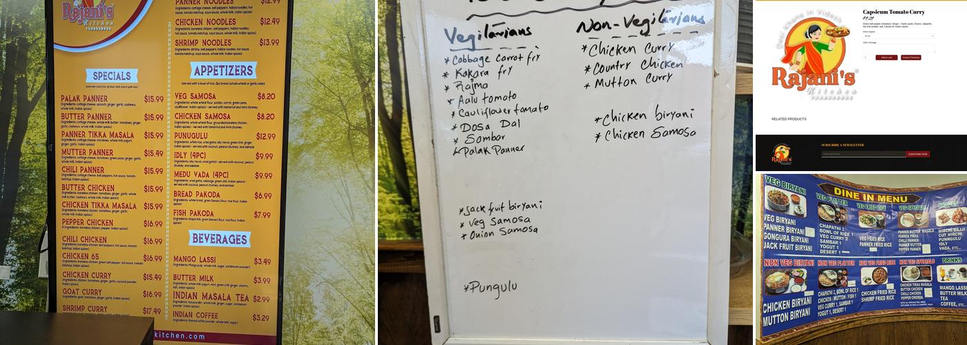 Rajani's Kitchen Menu