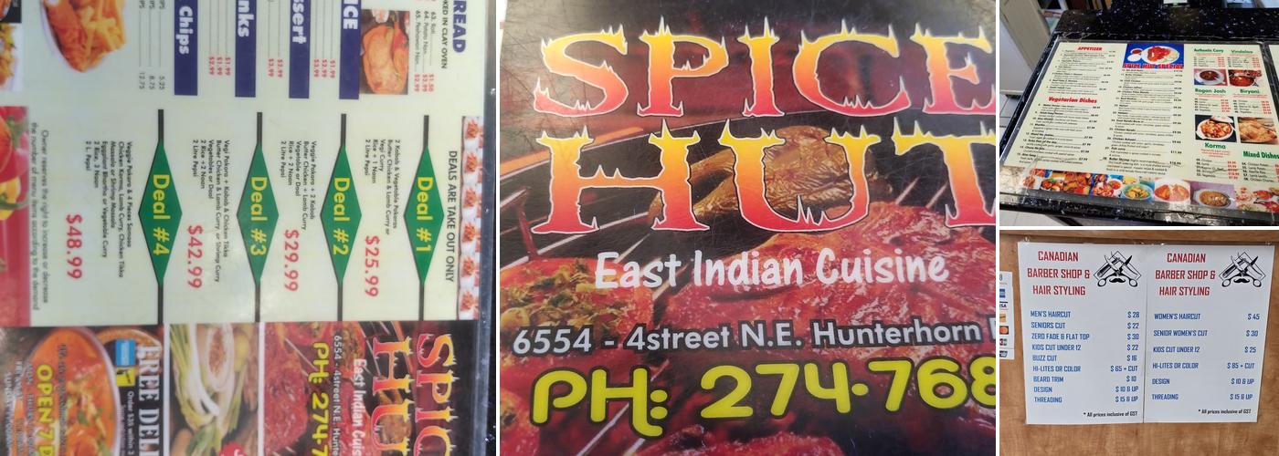 Spice Hut Menu