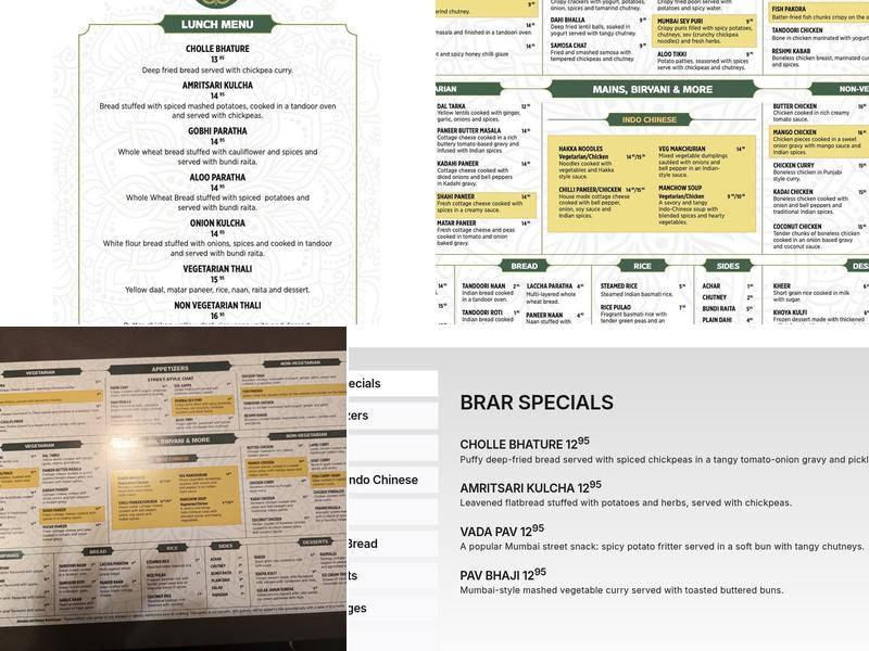 Brar Fine Dining Indian Cuisine & Sweet House Menu