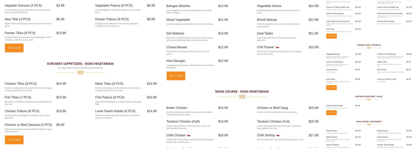 Curry Corner Menu