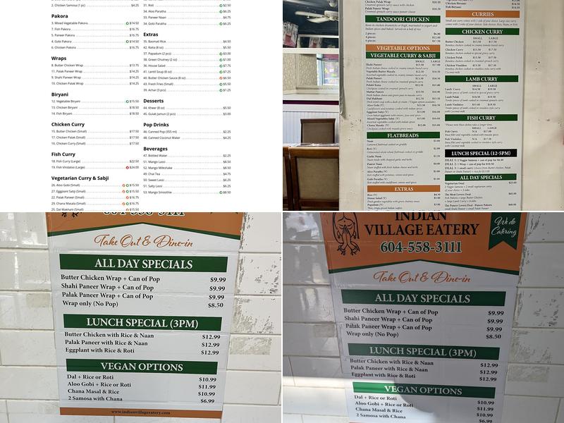 Indian Village Eatery Menu