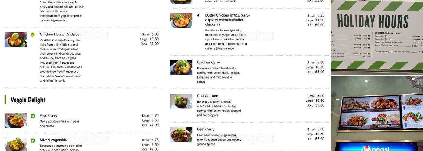 Curry Express Menu