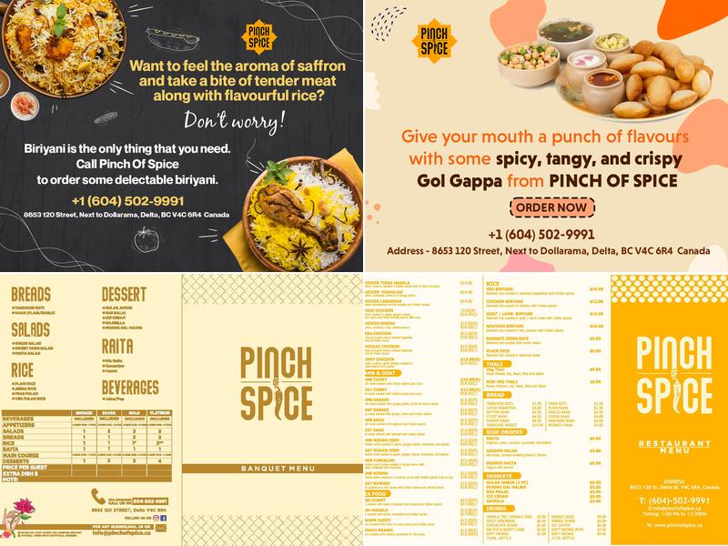 Pinch Of Spice | Indian Cuisine • Banquet Hall Menu