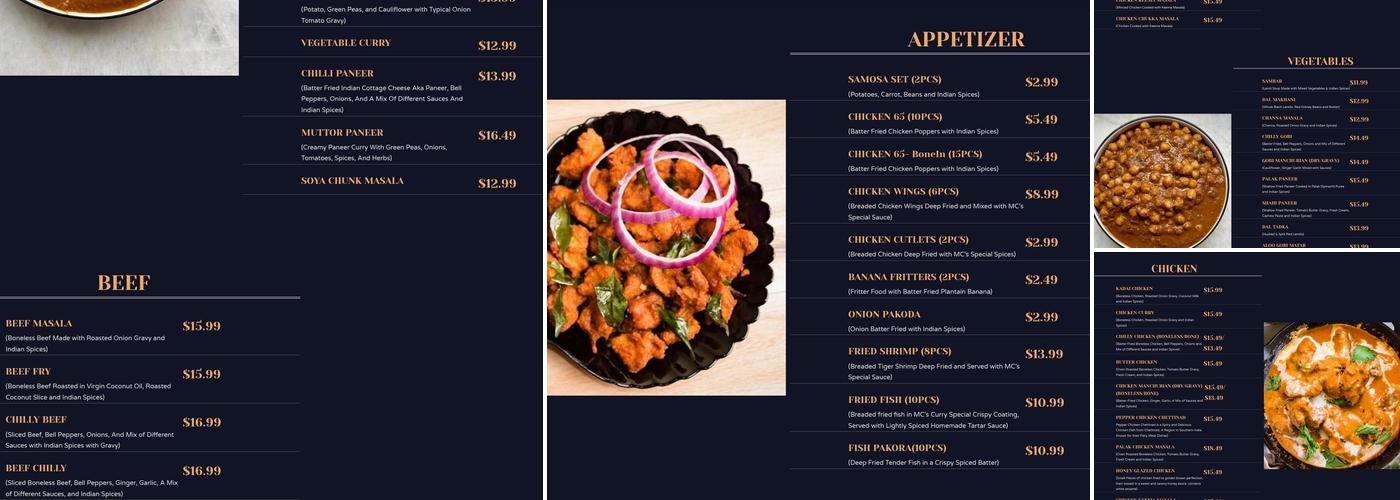 MC's Curry Menu