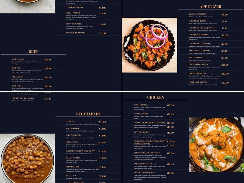 MC's Curry Menu