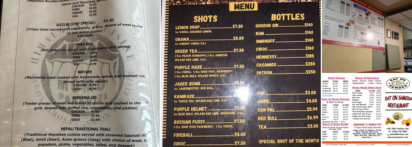 Eat on Samosa Menu