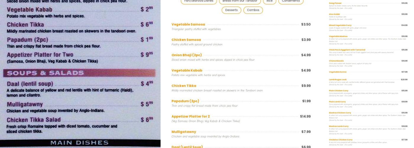 Haldi Indian Restaurant Menu