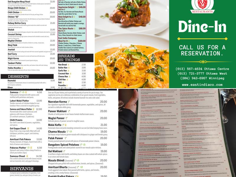 East India Company Restaurants Menu