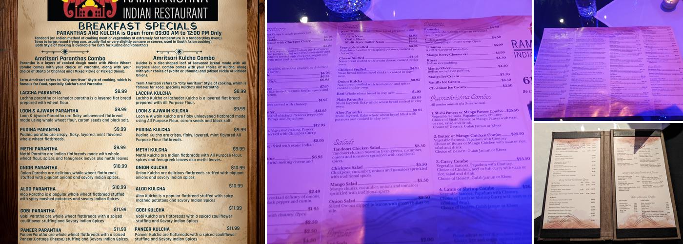RamaKrishna Indian Restaurant Menu