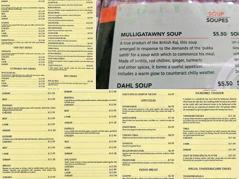 Light of India Restaurant Menu