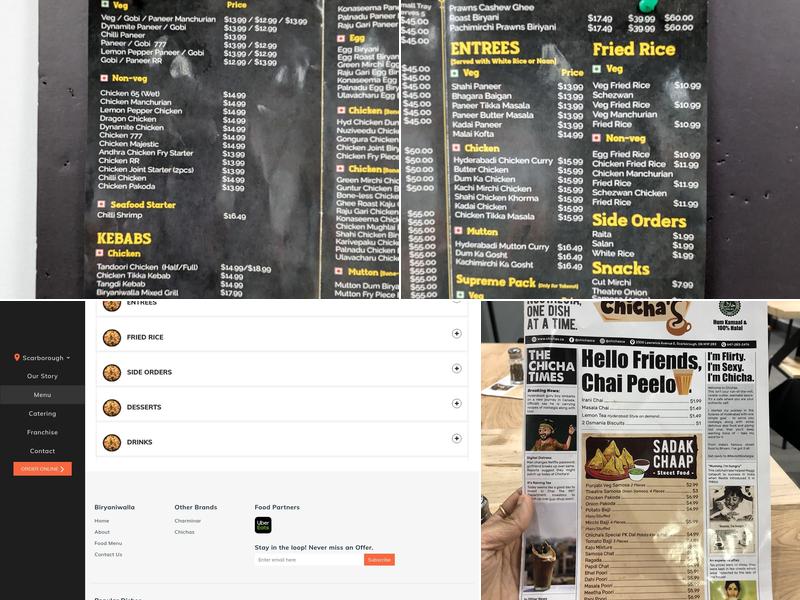 Biryaniwalla Scarborough Menu