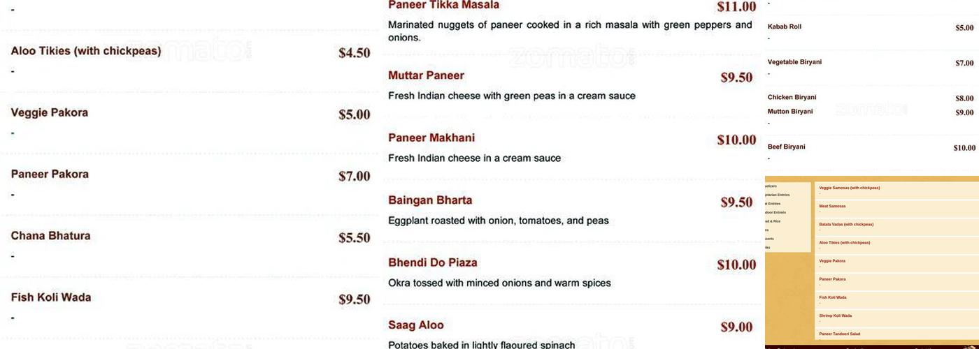 Ancila's Indian Cuisine Menu